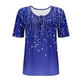 thumbnail image 6 of Tdoqot Womens Graphic Plus Size Shirts- Casual Pleats Short Sleeve Trendy Summer Tops Blouse Blue Size XL, 6 of 6