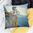 thumbnail image 2 of BANET  Blue Cycling Mountain Bike Throw Pillow Covers,Blue Sports Blue Sky Decorative Pillow Covers Digital Printing Blended Fabric for Couch Sofa Bed Invisible Zipper  18x18in, 2 of 5