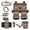 American Tribal Brown Cow Print, variant on Renewold American Tribal Sunflower Cow Print Car Seat Covers Full Set Steering Wheel Cover Seat Belt Pads Coasters Waste Bin Armrest Cover Cup Holders Rearview Mirror Handbrake Cover Set, 14 PCS