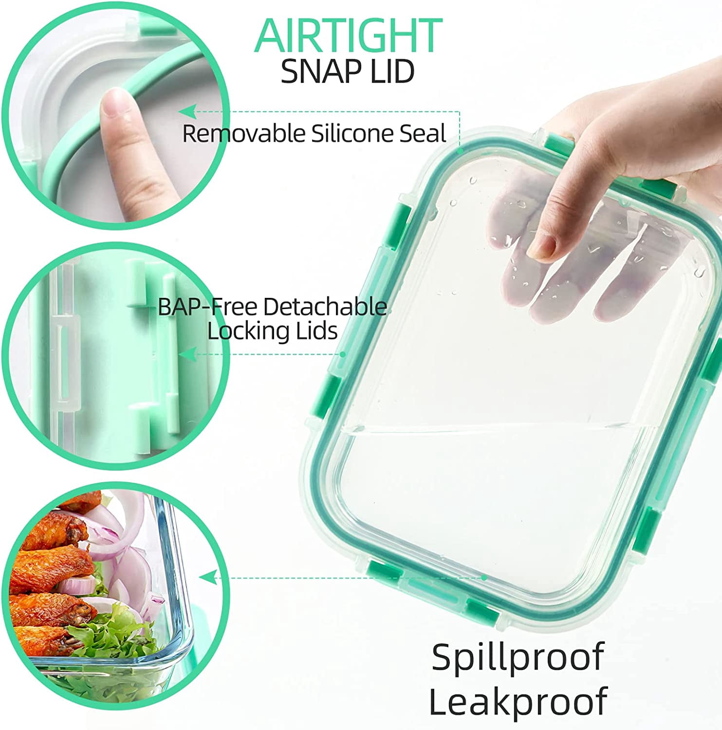 DFA 10 Pack Glass Food Storage Containers with Lids Leakproof, Airtight Glass Meal Prep Containers For Lunch, On The Go, Leftover, Dishwasher Safe
