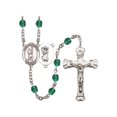 thumbnail image 1 of St. Christopher/Lacrosse Silver-Plated Rosary 6mm December Blue Fire Polished Beads Crucifix Size 1 5/8 x 1 medal charm, 1 of 1