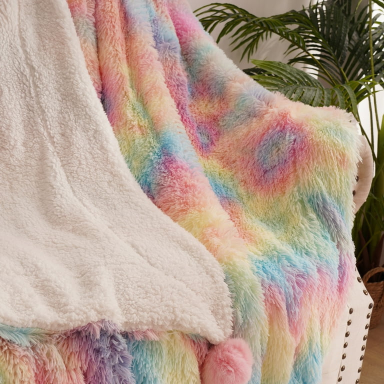 Fuzzy rainbow online blanket