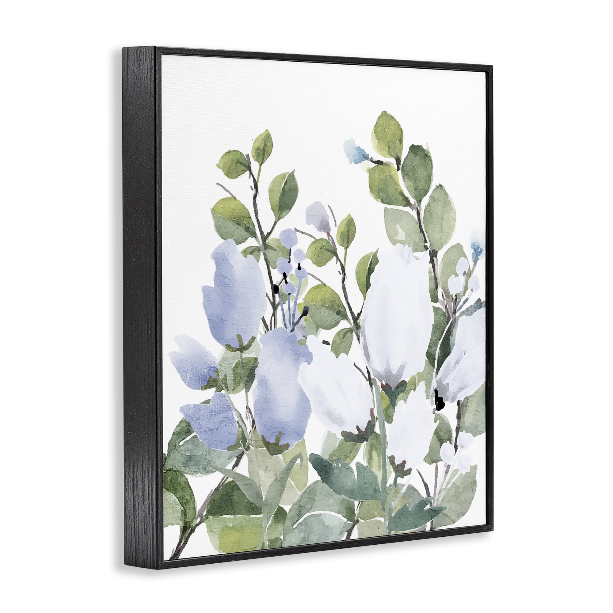 Stupell Industries Blue Spring Florals Black Framed Giclee Art, design by Kim Allen