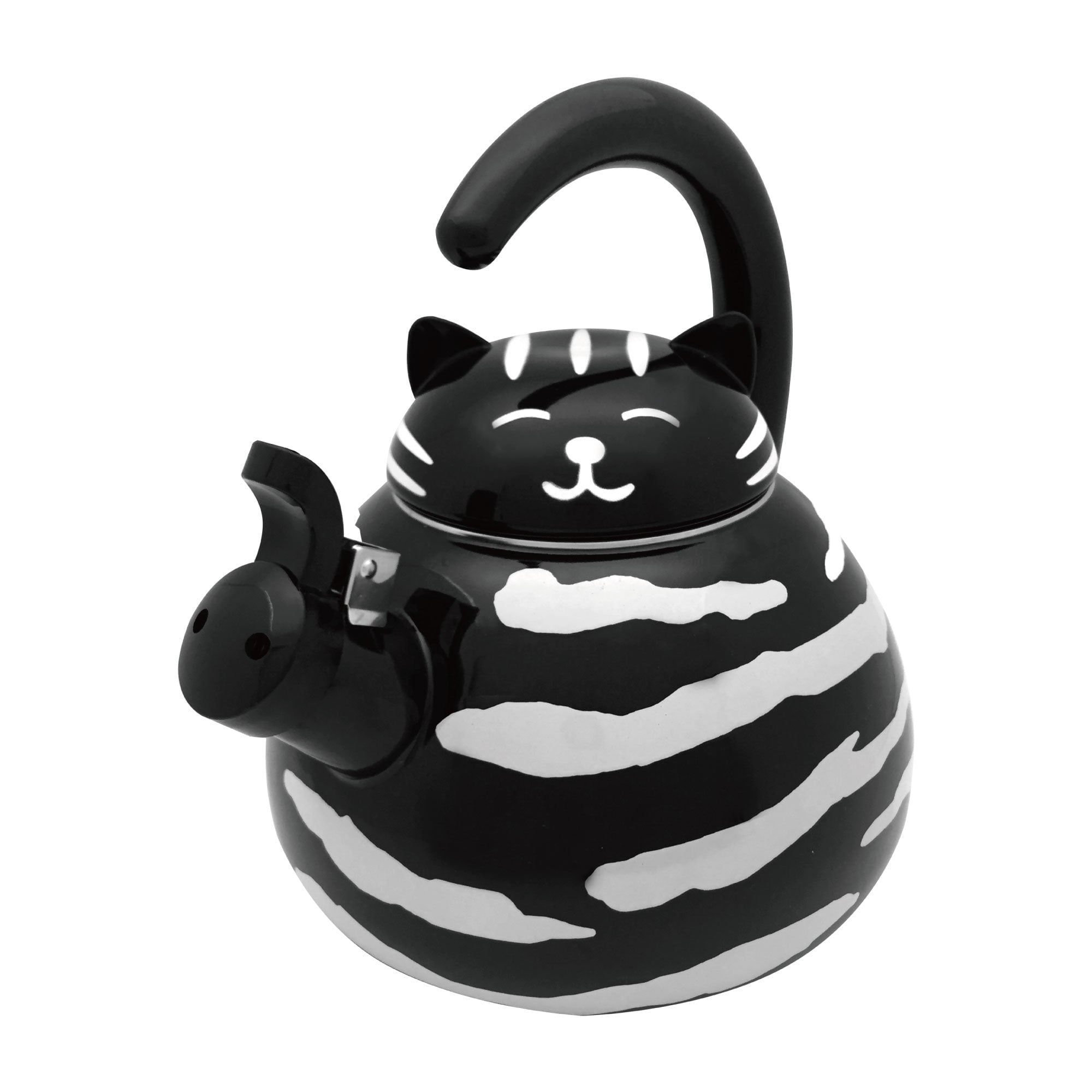 UPware 2.1 Quart Enamel on Steel Whistling Tea Kettle Black Cat