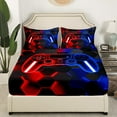 thumbnail image 3 of Erosebridal Red Blue Gamepad Sheet Set Twin, Gradient Geometric Bedding Sets Twin Size, Gaming Sports Twin Sheet Sets, Ultra Soft Bedroom Decor, 3pcs, 3 of 7