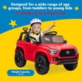thumbnail image 4 of Accreate officially Licensed Toyota Tacoma 12V Kids Ride On Car, Kids Electric Vehicles with Parent Remote Control Spring Suspension Safety Belt, Soft Start, Led Headlight, Age for 37-96 Months(Red), 4 of 7