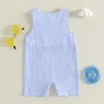 thumbnail image 7 of Newborn Baby Cotton Mesh Bodysuit for 3-6 Months Newborn Baby Boys Sleeveless Seersucker Romper Straps Overalls Jumpsuit Summer Smocked Clothes, 7 of 7