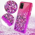 thumbnail image 4 of Liquid Quicksand Glitter Cute Phone Case for Alcatel TCL A3X A600DL Case for Girls Women Clear Bling Diamond Phone Case Cover - Hot Pink/Purple, 4 of 5