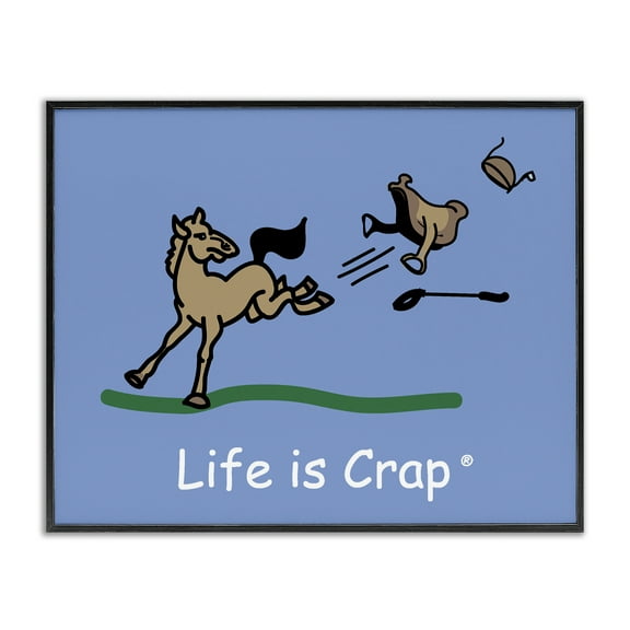 Stupell Industries Horse Kicking Saddle Novelty & Humor Painting Black Framed Art Print Wall Art, 14 x 11