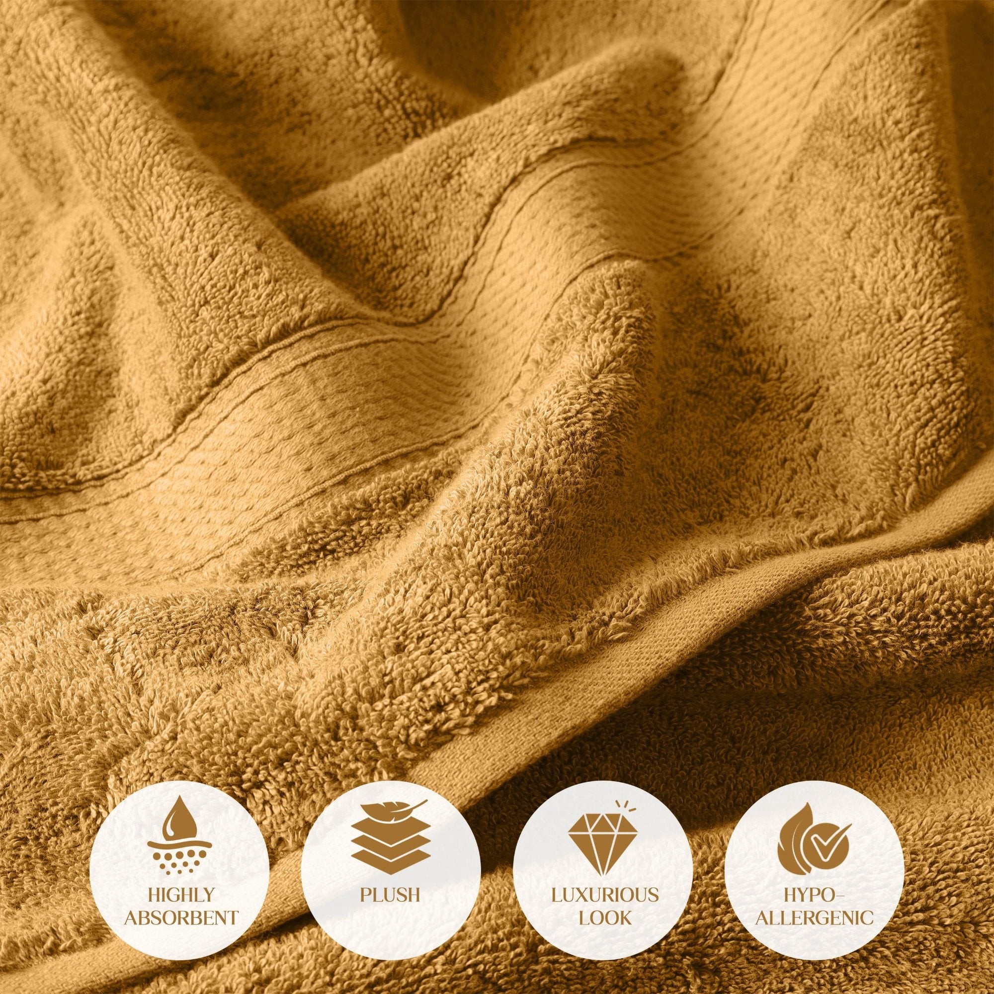 Superior Madeline Egyptian Cotton Ultra-Plush 12-Piece Towel Set, Gold