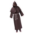 thumbnail image 1 of Traje Fraile Medieval Encapuchado Monje Sacerdote Ropa para Disfrazde Halloween Poliéster Rojo/Café SG Macarena Vestido de sacerdote, 1 of 8