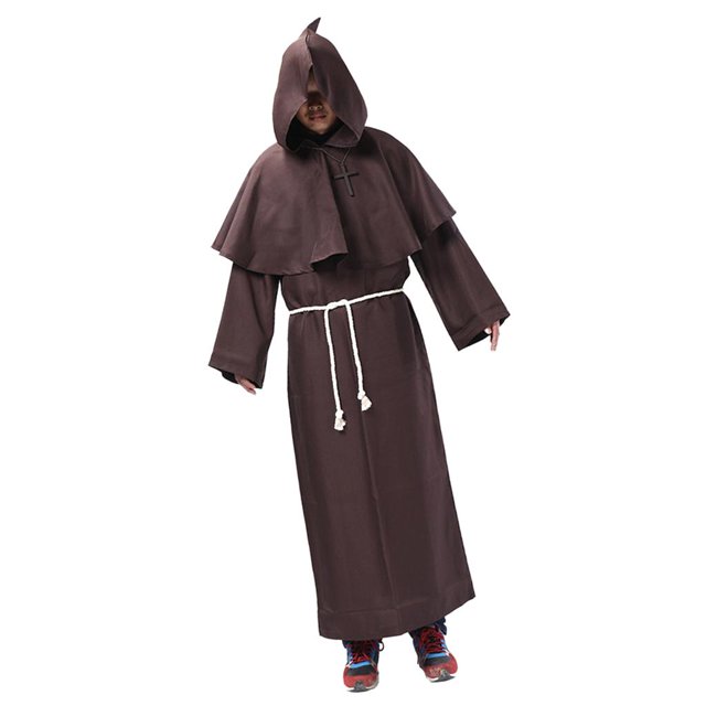 Traje Fraile Medieval Encapuchado Monje Sacerdote Ropa para Disfrazde Halloween Poliéster Rojo/Café SG Macarena Vestido de sacerdote