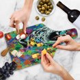 thumbnail image 4 of Psychedelic Cutting Board, Roaring Leopard in Watercolors with Brush Stroke Effects Animal Picture, Decorative Tempered Glass Cutting and Serving Board, Wine Bottle Shape, Multicolor, by Ambesonne, 4 of 5