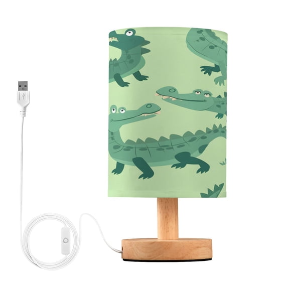 Cute Crocodile Bedside Table Lamp Desk Warm Lights with USB Charging Port Cylinder LED Lamps for Bedroom Living Room Office