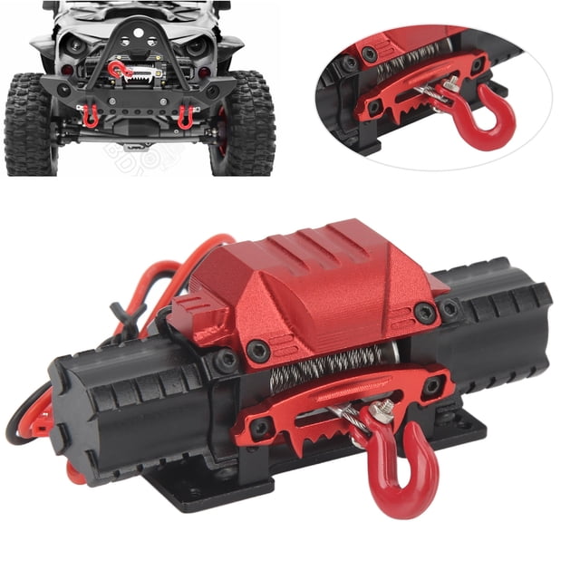 Cabrestante de Coche Rc de Doble Motor Con Carcasa de Aleació de Aluminio Escala 1:10, Fuerza de Tracción de 10 kg para Coche axial SCX10 RC