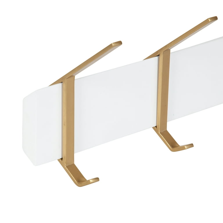 Kate and Laurel Rossmore Modern 5 Hook Shelf - 5 Hooks - White/Gold