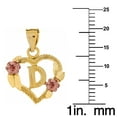 thumbnail image 2 of Genuine 14k Two-tone Gold 0.66" Floral Heart Initial D Pendant Necklace 16", 18", 20", 22" Trendy Charm Initial Necklaces for Women, 2 of 7