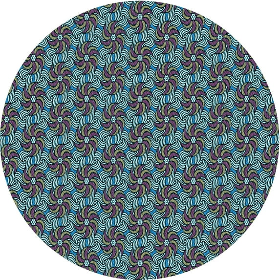 Ahgly Company Indoor Round Patterned Medium Aqua Marine Green Area Rugs, 8' Round