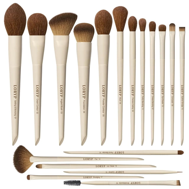 Juego de brochas de maquillaje LORYP, juego de 18 brochas para rostro y ojos