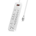 thumbnail image 2 of Huntkey Power Strip avec 12 Prises AC et 2 Ports de Charge USB, Pack White (3), 2 of 9