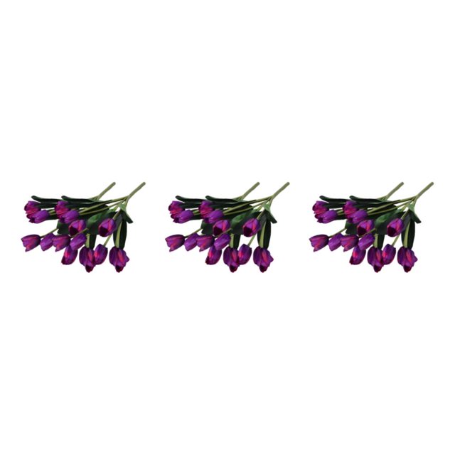 Shengyu 1/2/3/5 2pcs 9-head Bunch Artificial Flowers Fake Silk Tulips Soft Real Touch Mini Simulation Bridal Hand Faux Flower Home Purple 3PCS
