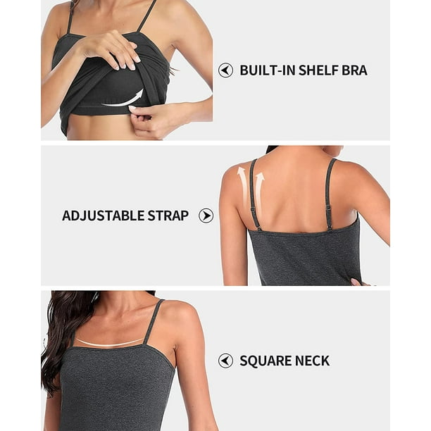 Women's Camisole with Built in Shelf Bra Adjustable Strap Vest