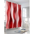 thumbnail image 3 of Boanket Polyester Fabric Red Striped Shower Curtain, Modern Gradient Geometric Ripple Stripes Waterproof Bathtub Curtain Bathroom Decor Set with Hooks 66 x 72 Inches,, 3 of 6