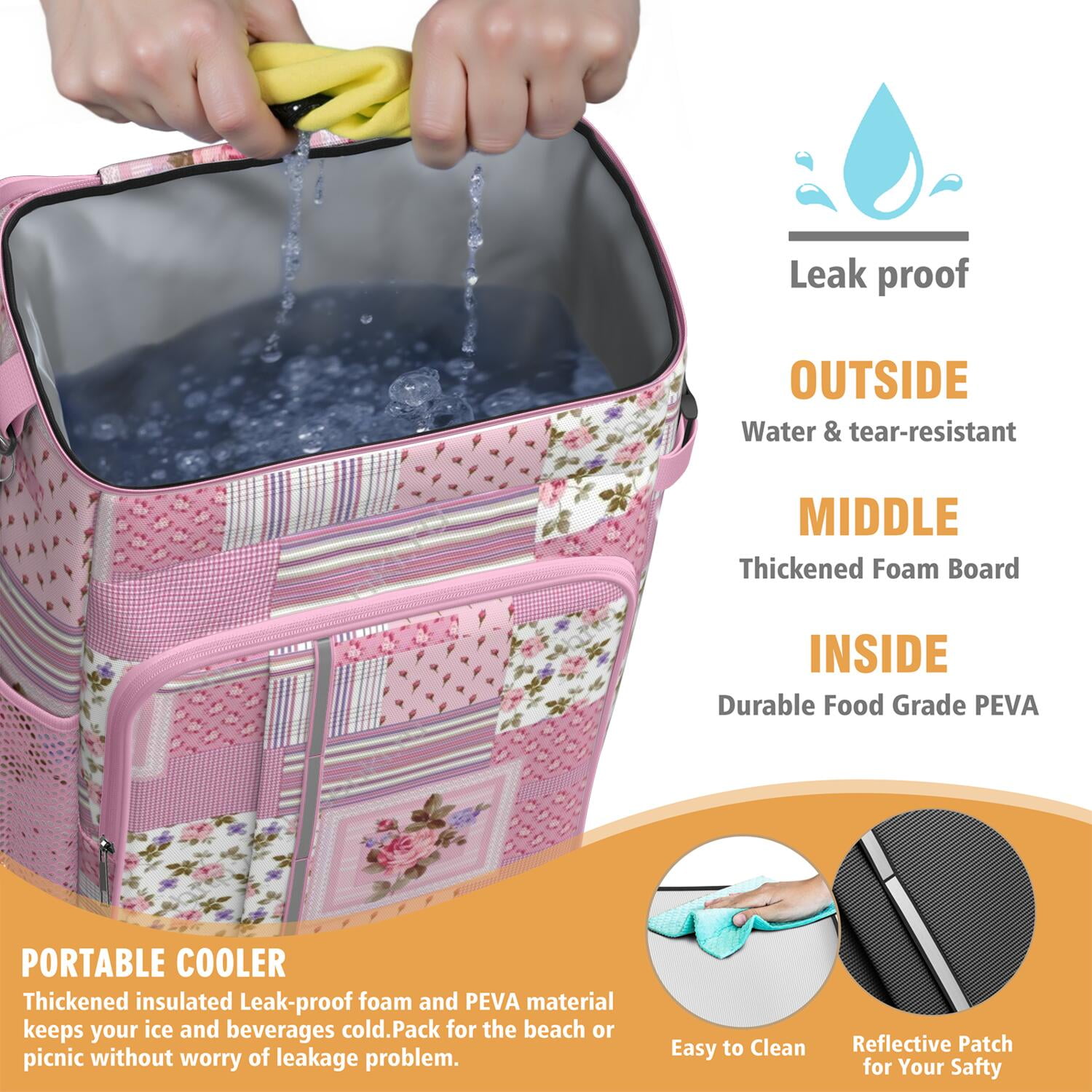 Travel Cooler Bag - Pioneer Flower Camping Beer Cooler Backpack with Bottle Opener- Waterproof Insulated Picnic Backpacks - Cooler Bag for Beach