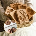 thumbnail image 3 of Wooden Cookie Molds Cookie Stamps: 3D Carved Wooden Cookie Cutter Embossing Mold, DIY Biscuit Press Stamp Gingerbread Mold, Chocolate Stamp Mould, Provance Rose Cookie Stamp (Rabbit), 3 of 8