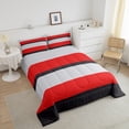 thumbnail image 4 of Erosebridal Geometric Stripes Comforter Sets Queen Size,Grey Red Bedding Queen Comforter Set,Abstract Artwork Bedding Sets Queen with Comforter,Breathable Lines Room Decoration,Reversible,3 Pieces, 4 of 8