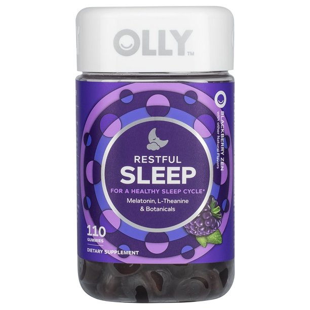OLLY Restful Sleep Gummies, Blackberry Zen Sleep Gummies, 110 Ct
