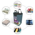 thumbnail image 5 of Waterproof Collapsible Laundry Hamper, Grey Cute Musician Aluminum Handle Laundry Bag, 50L, 5 of 6
