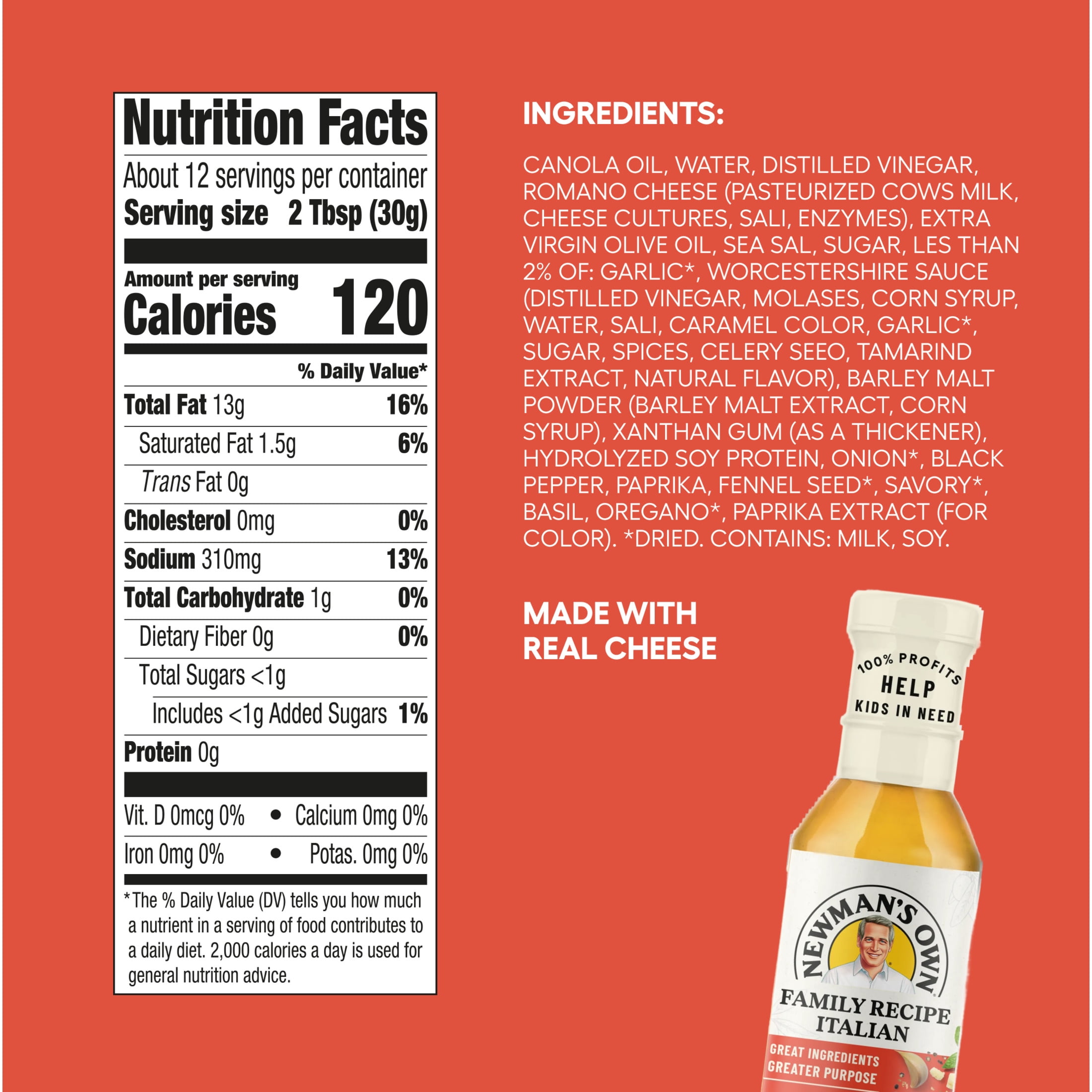 (4 pack) Newman's Own Family Recipe Italian Salad Dressing and Marinade, 12 fl oz