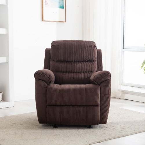 Manual Recliner Chair Overstuffed Comfortable Fabric Recliner Chair Breathable Heavy Duty Home Theater Seating Reclining Sofa For Bedroom Living Room Brown Walmart Com Walmart Com