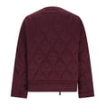 thumbnail image 4 of Uaswgudfs Women's Burgundy Quilted Jacket, Long Sleeve No-Hood Casual Winter Coat with Pockets - Trendy Outerwear Red XS, 4 of 7