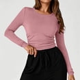 thumbnail image 3 of yillto Womens Long Sleeve Tight Shirts Basic Crew Neck Workout Tees Clothes Going out Fashion Undershirts, 3 of 7