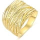 thumbnail image 2 of Anillo llamativo cruzado entrelazado de 2 tonos, anillos gruesos de moda para mujer, anillos de dedo índice ancho chapados en oro negro, plata y oro rosa, joyería de disfraz, 2 of 4