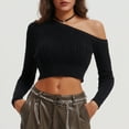 thumbnail image 2 of Lenpel Women's Sweaters Long Sleeve off Shoulder Cropped Pullover Knitted Tops Fall Trendy Sweater, 2 of 7