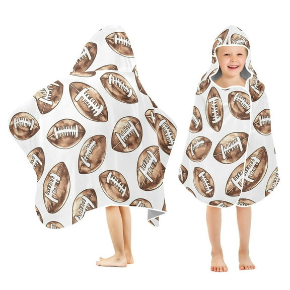 joogoo Retro Football Kids Hooded Beach Towel Baby Bath Towel 23.5"x50"