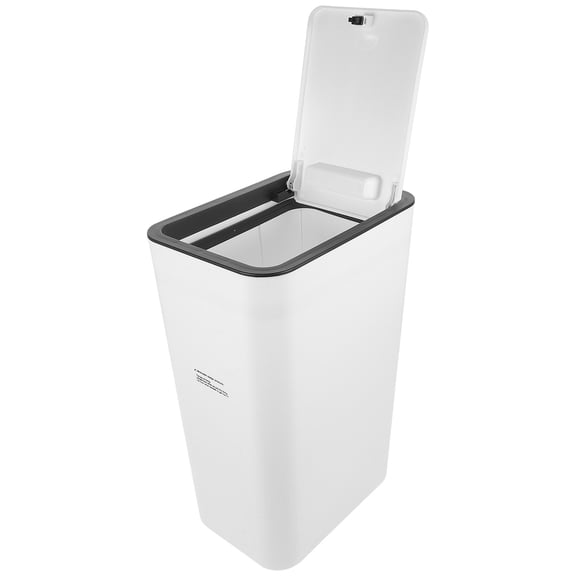 FENGGUIQU White Pedal Trash Can with Lid and Solid Base, Office and Household Waste Bin for Kitchen and Bathroom