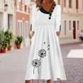 thumbnail image 2 of Vedolay Womens Dresses Casual Women Casual Summer Dresses 2023 Spring Crew Neck Ruffle Short Sleeve Floral Leopard Smocked Boho Flowy Maxi Dress,White M, 2 of 5