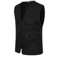 thumbnail image 2 of Breezora Men's Casual Multi Pocket Zipper Sleeveless Jacket Vest Coat British Style for Work Outdoor L Size Black, 2 of 4