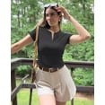 thumbnail image 3 of G4Free BareFeel Womens Workout Tops Short Sleeve Half Zip Slim Fit Athletic Shirts Gym Running Yoga Slight Crop Tshirts, 3 of 7