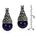 thumbnail image 4 of Vintage Flair Marcasite and Created Black Pearl .925 Silver 8mm Earrings, 4 of 5