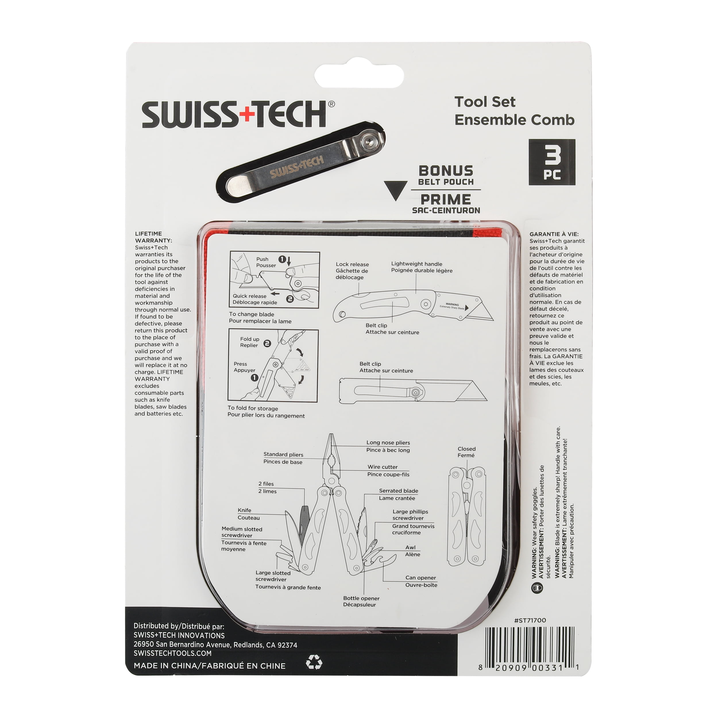 Swiss Tech 4-Piece Multi Tool Pliers and Lockback Knife Set with Pouch,EDC Folding Tools