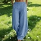 thumbnail image 1 of TaTaai Womens Solid Loose Cotton Linen Curved Lantern Pants High Waist Elastic Waistband Wide Leg Trousers With Side Pockets Lightweight Breathable Casual Pants For Spring Summer Gift, 1 of 9