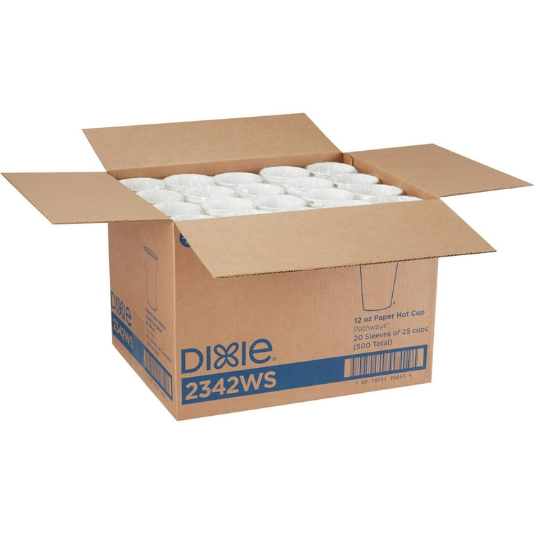Dixie Pathways 12 oz Paper Hot Cups By GP Pro - 25 / Pack - 20 / Carton - White - Paper - Hot Drink Dixie Pathways 12 oz Paper Hot Cups By GP Pro - 25 / Pack - 20 / Carton - White - Paper - Hot Drink