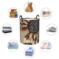 thumbnail image 4 of Fotbe USA Sunflower Flag Pattern Laundry Basket with Handles, Waterproof Large Laundry Hamper, Wash Bag for Corner Dorm, Rolling Laundry Basket with Handles-Small, 4 of 6