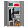 thumbnail image 1 of AOBABO Metal Storage Cabinet with 3 Adjustable Shelves & Cloth Rail, White, 1 of 11