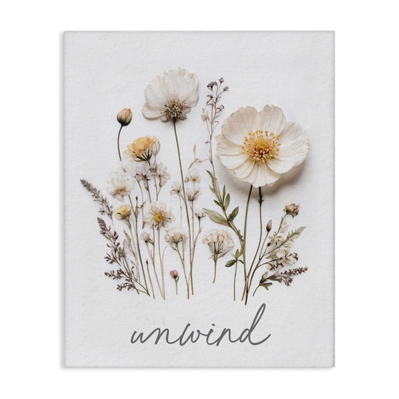 Pressed Flowers Unwind Canvas Wall Art, design by Lettered and Lined